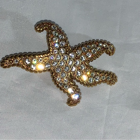 🍔SOLD🍔VERSACE Size 7 14k gold plated crystal STARFISH Tréspr de la Mer RING - Picture 2 of 11
